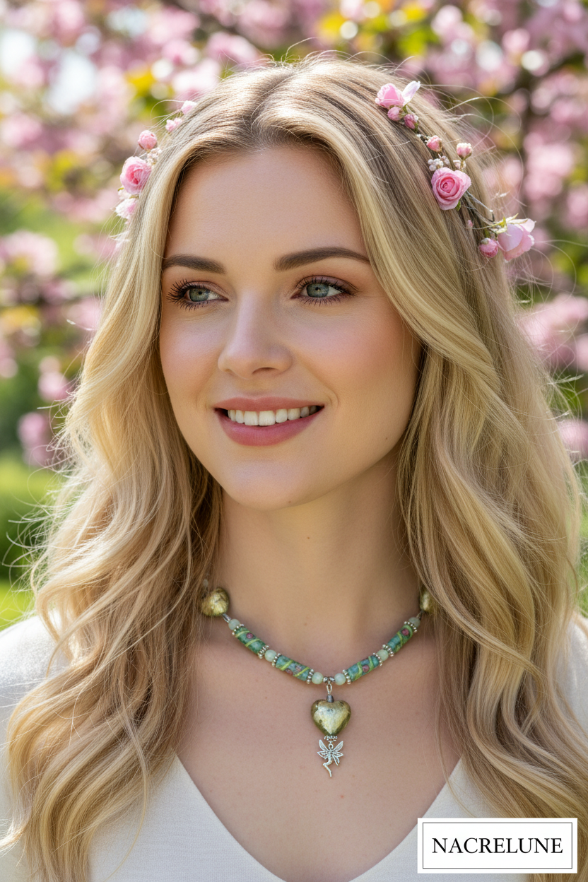 Collier en Perles de Verre Colorées – Cœurs & Pendentif Féérique | NACRELUNE nacrelune.com collier