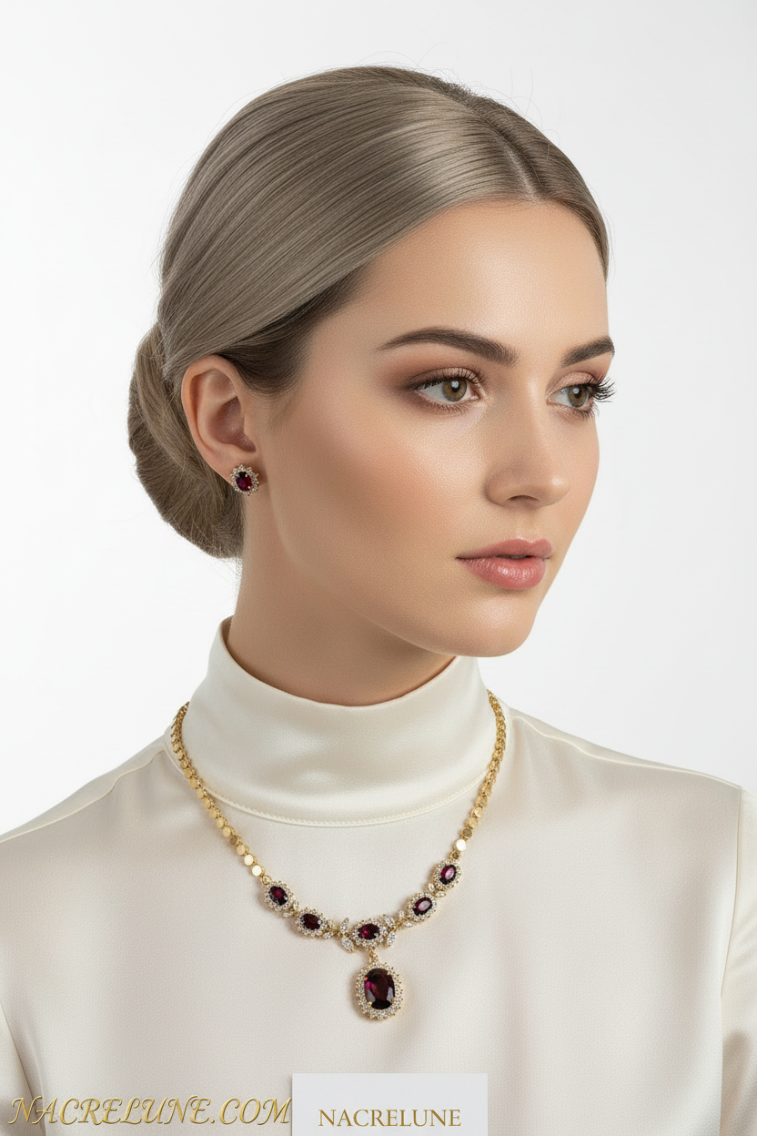 parure en zirconia imitation rubis nacrelune.com parure