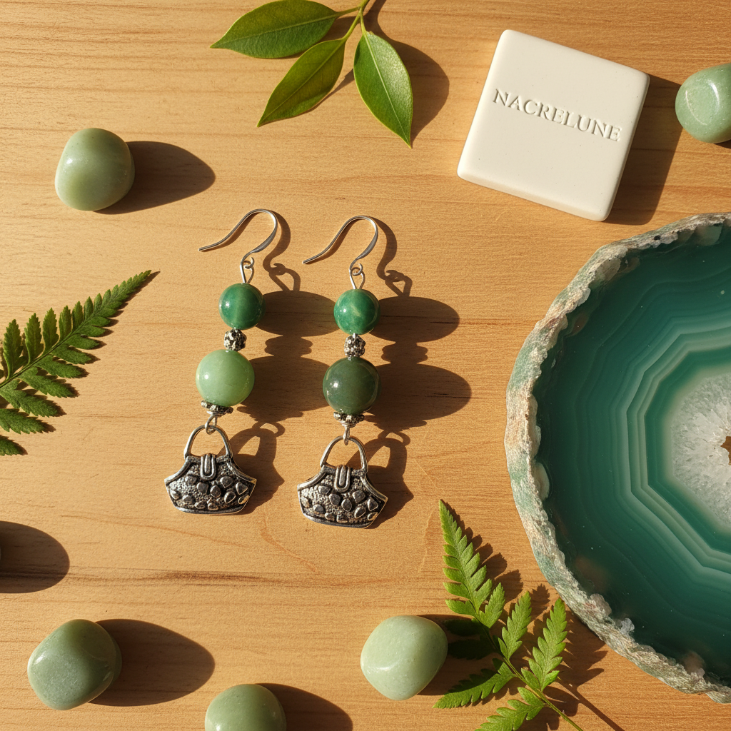 Boucles d'oreille en Agate Verte – Harmonie & Équilibre | NACRELUNE nacrelune.com boucles d'oreille