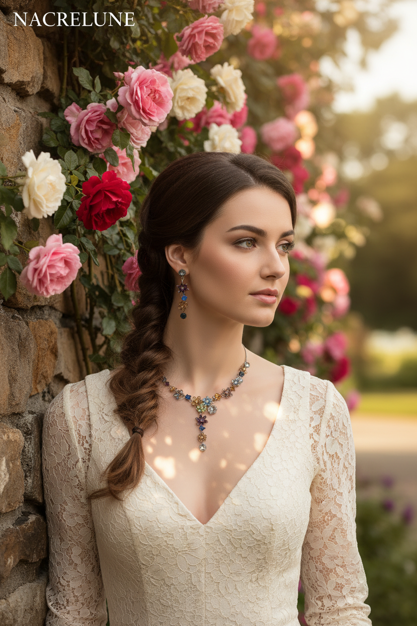 Parure fantaisie petites fleurs colorées nacrelune.com parure