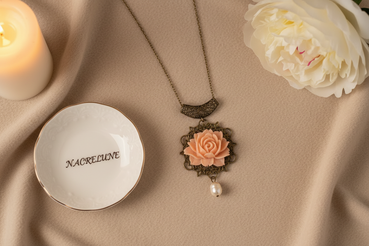Pendentif en résine en forme de rose nacrelune.com pendentif