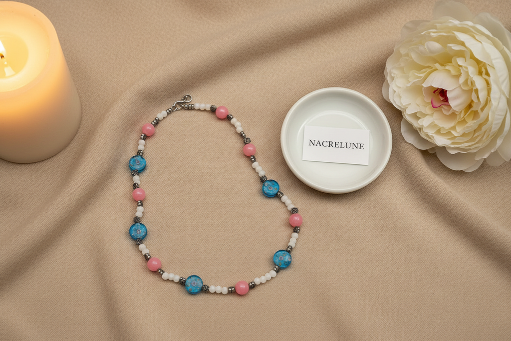 Collier en perles de verre nacrelune.com collier
