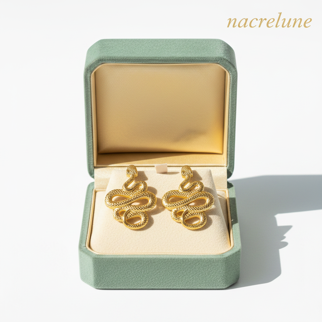 Boucles d'Oreille Serpent Plaqué Or – Bijou Mystique | NACRELUNE NACRELUNE boucles d'oreille