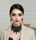 Parure fantaisie en dentelle noire nacrelune.com parure