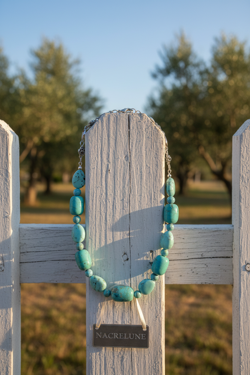 Collier en Turquoises Naturelles | Pierre de Protection nacrelune.com collier