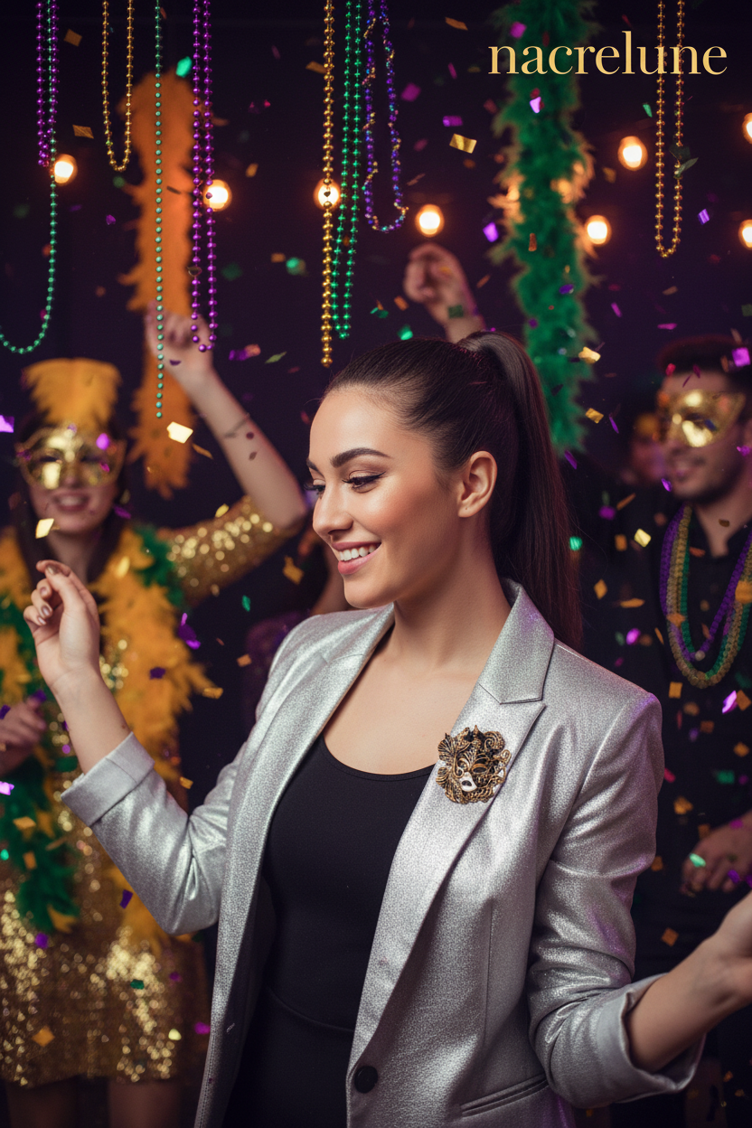 Broche masque carnaval NACRELUNE