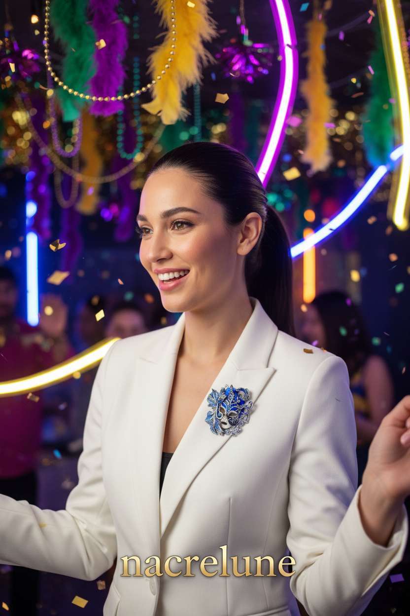 Broche masque carnaval NACRELUNE