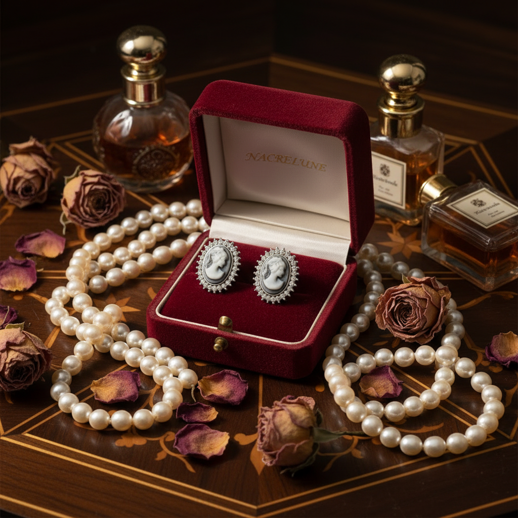 Boucles d'oreille camée fantaisie nacrelune.com boucles d'oreille