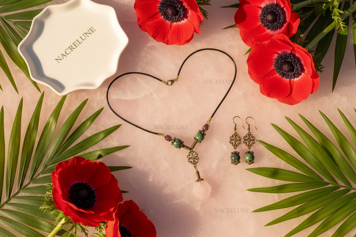 Parure en rubis zoïzite nacrelune.com parure