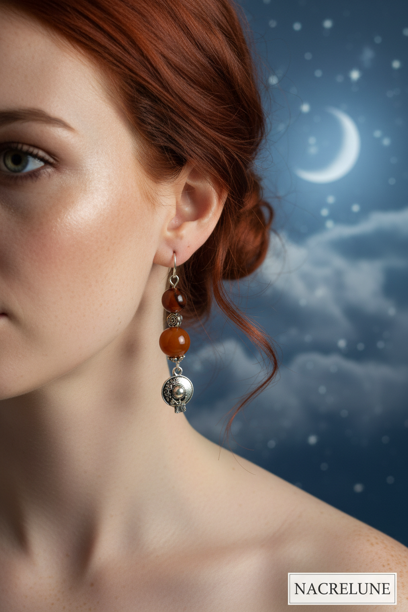 Boucles d'oreille en Agate Orange – Énergie & Vitalité | NACRELUNE nacrelune.com boucles d'oreille