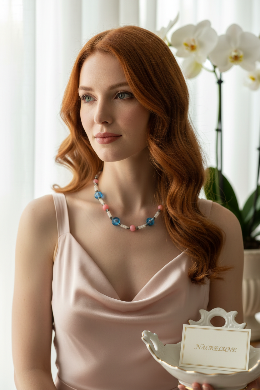 Collier en perles de verre nacrelune.com collier