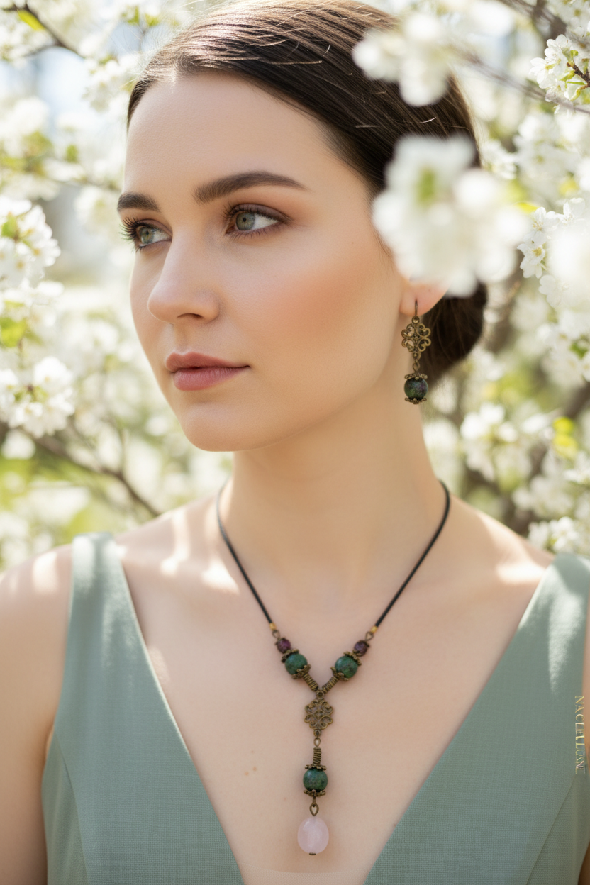 Parure en rubis zoïzite nacrelune.com parure