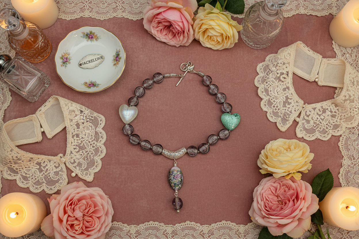 Collier en perles de verre de style Murano nacrelune.com collier