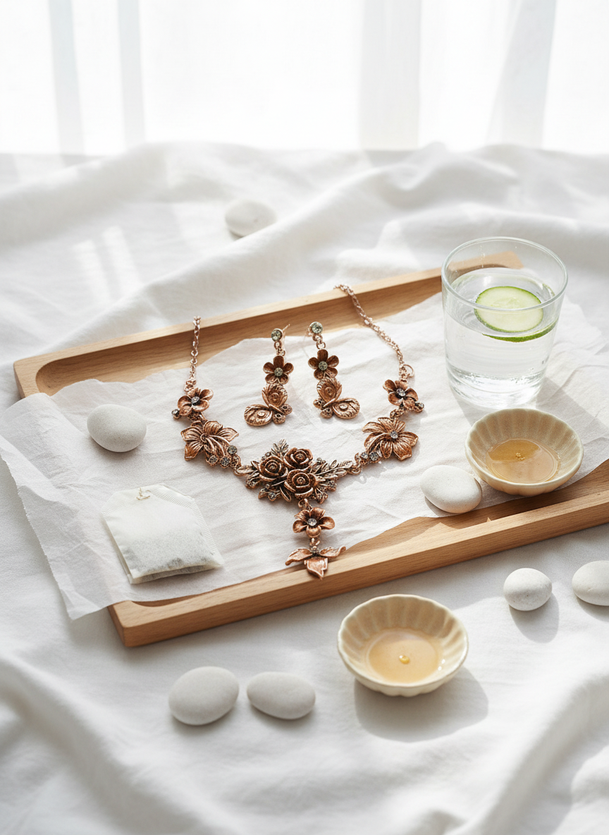 Parure en émail avec fleurs et feuilles, choisissez votre couleur NACRELUNE parure