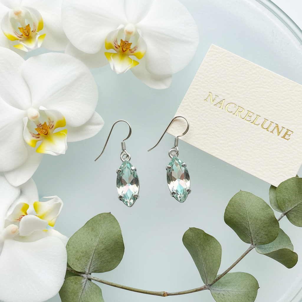 Boucles d’oreille en argent avec topazes traitées mystiques claires nacrelune.com boucles d'oreille