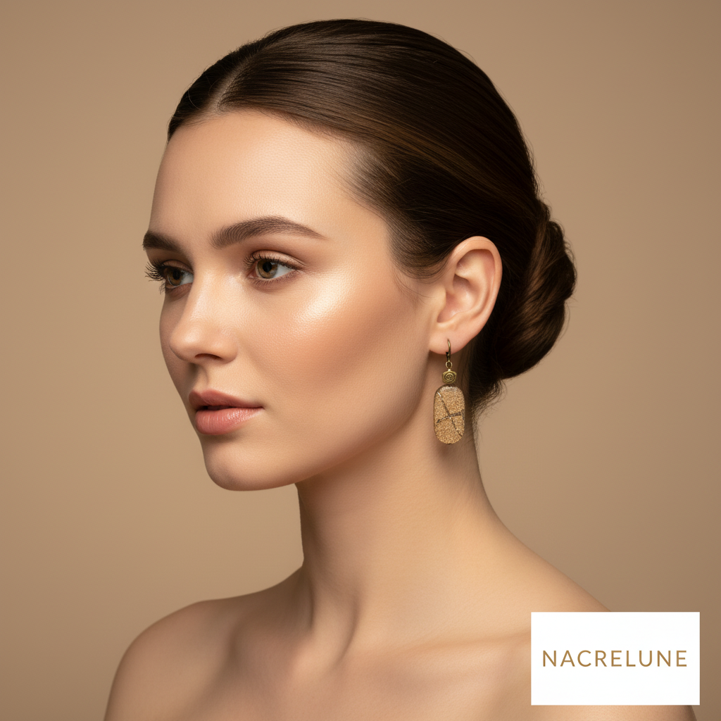 Boucles d'oreille en perles d'acrylique dorées nacrelune.com boucles d'oreille