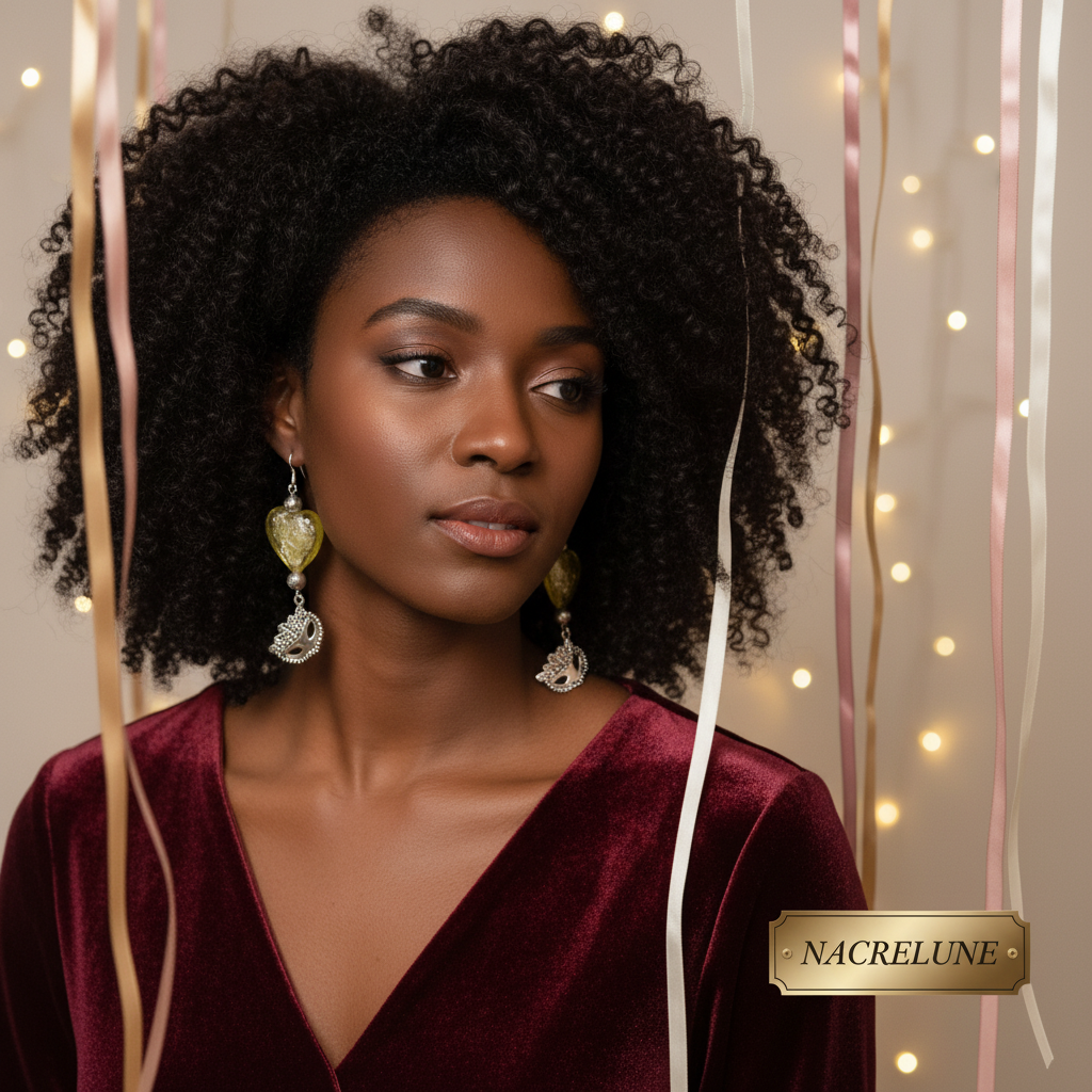 Yellow earrings burgundy velvet