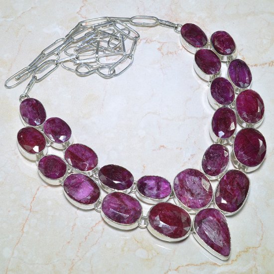 Collier argent rubis