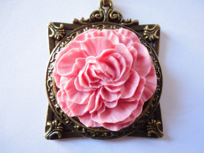 Pendentif cadre avec fleur (rose)