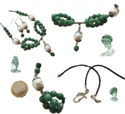 Parure perles de nacre et jade vert