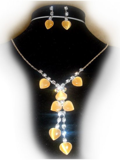 Parure strass coeurs orange