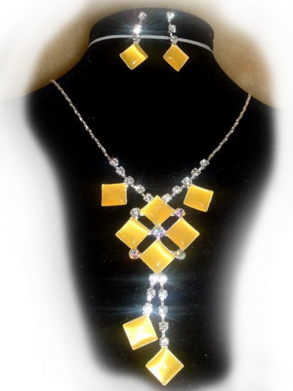 Parure strass losanges jaune