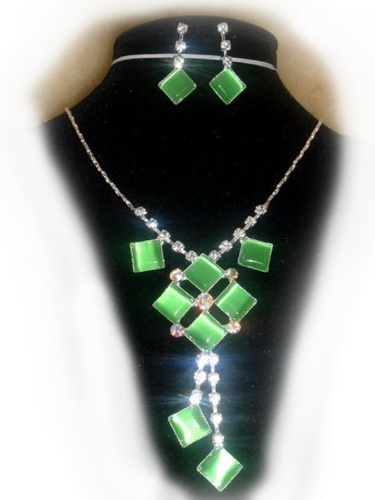 Parure strass losanges verte