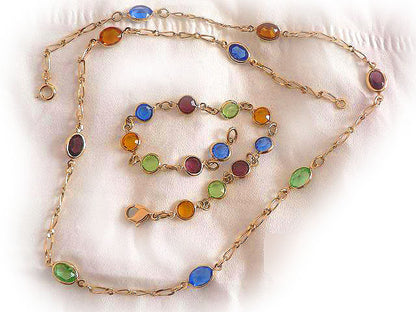 collier et bracelet plaqué or pierres fines